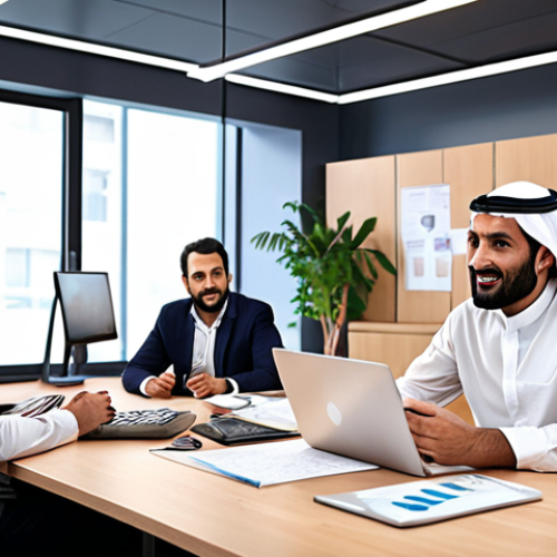 **

`A dynamic Arab leader inspiring a team in a modern, collaborative workspace. The leader is engaging in active listening and empowering their team members. The office environment features modern technology and promotes innovation, showcasing a positive and productive atmosphere in local governance.`

**