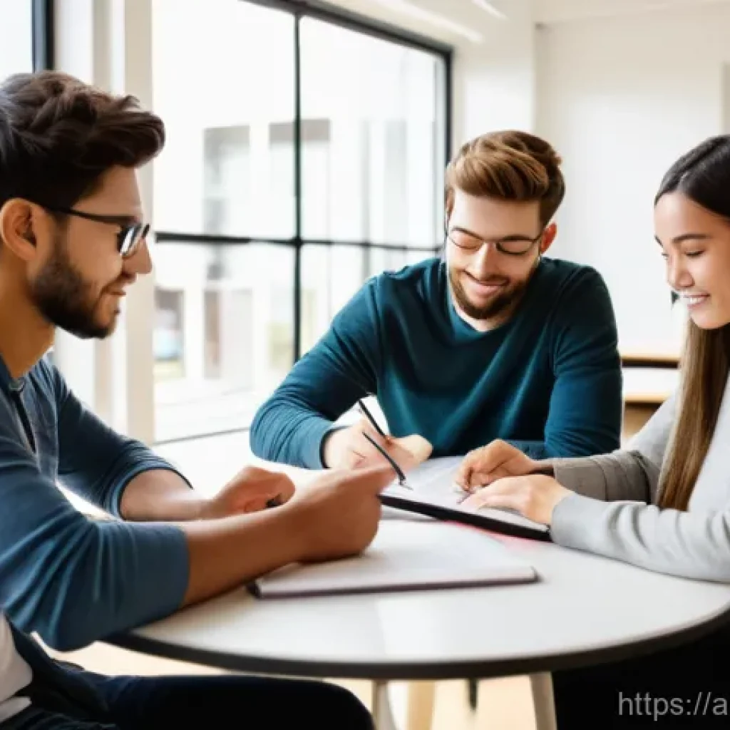 지방공무원 자격증 효율적 학습법 - **Prompt:** A diverse group of three young adults, two men and one woman, are sitting comfortably at...