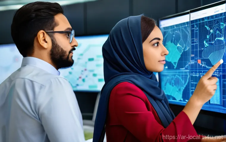 지방공무원 신규 채용 직렬 분석 - "A high-angle, panoramic shot capturing a bustling, futuristic smart city in the Arabian Gulf region...