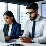 지방공무원 실기 시험 대비 꿀팁 - **Prompt:** A diverse group of young male and female professionals, dressed in modest yet modern bus...