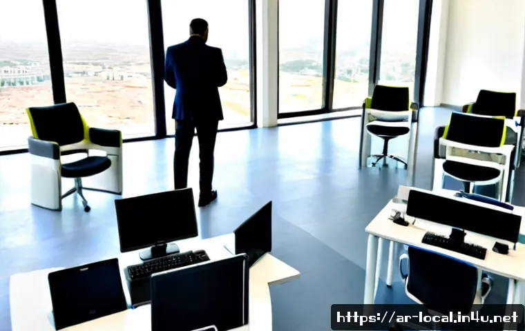 지방공무원 근무 환경 변화 사례 - Photorealistic modern municipal government office in an Arab city, diverse Arab public service emplo...
