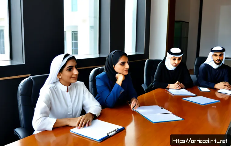 지방공무원 실무 교육 후기 - Photorealistic municipal government practical training workshop in a modern Arab city, diverse adult...